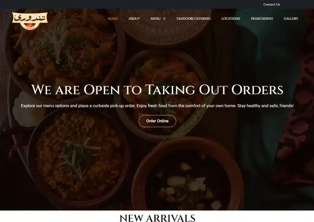 restaurant portfolio website