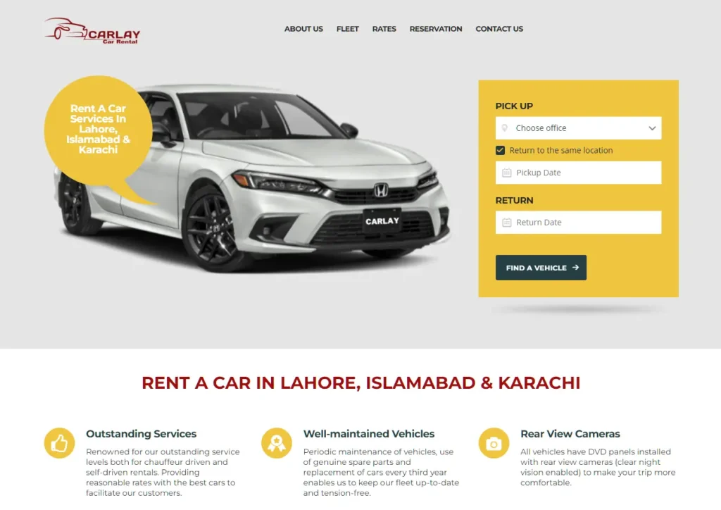 car rental portfolio website